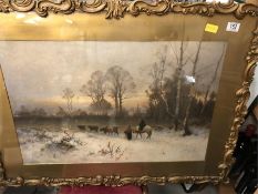 The close of a Winter's weary day, signed bottom right W Watson in a gilt frame.