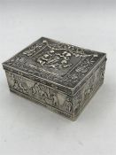 An ornate silver box, hallmarked and makers mark BM.