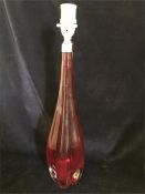 Whitefriars ruby glass lamp base with lobed base c.1960