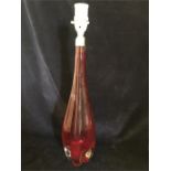 Whitefriars ruby glass lamp base with lobed base c.1960