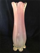 Seguso Murano large Albastro glass vase multi pulled up rim H 43cm c.1950's