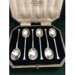 A boxed set of six teaspoons, hallmarked Sheffield 1924 and by Cooper Brothers and Sons Ltd