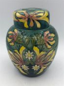 A Moorcroft Ginger Jar with honeysuckle flowers 15cm.