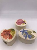 Three floral Moorcroft pin dishes