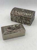 Two white metal jewellery boxes