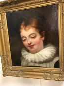 A Late 18th / Early 19th Century oil on canvas portrait in the school of Greuze