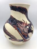A Moorcroft Vase 24cm cream dragon