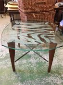 A Mid Century style coffee table with etched top, South African Airways.