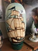 A Moorcroft Sailing ship themed vase 38cm tall.