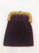 An Antique purse red velour and gilt metal late 19th Century