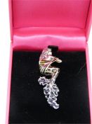 A Silver Plique A Jour Mermaid Brooch