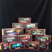 Fifteen Scalextric model racing cars