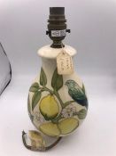 A Moorcroft Lemons themed lamp base