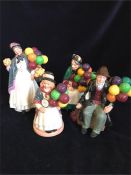 Four Royal Doulton Figures, The Balloon Man, Biddy Penny Farthing, The Old Balloon Seller, Balloon