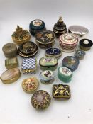 A selection of various china and other pill boxes