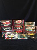 Eleven Scalextric cars in original packaging.