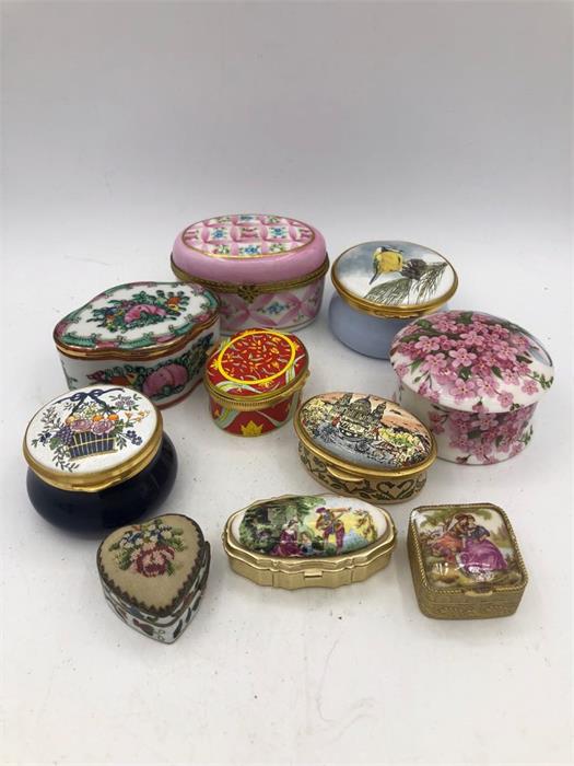 A selection of enamel boxes