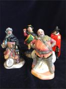 Four smaller Royal Doulton Figures to include Town Crier, Guy Fawkes, Good King Wenceslas, Falstaff.