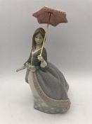 A Lladro figure of a lady with a parasol