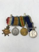 WWI Medal Bar to include British War Medal, Victory Medal, 1914-1915 Star, along with the Naval Long