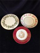 Three different Royal Worcester items, two plates and a cheese board