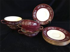 Four Mid Century Midwinter soup bowls and matching saucers