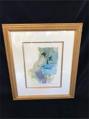 Nude with Flowers signed Lithograph 219/400 by Itzchak Tarkay