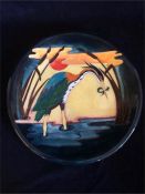 A Moorcroft Heron Charger 35.5cm