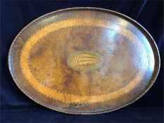 A 18th Century tray with satinwood shell inlay centre.