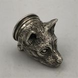 A Sterling silver fox head vesta case