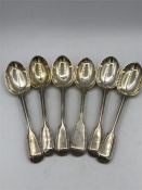 A set of six silver George Adams spoons hallmarked 1840.