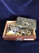 A Selection of Vintage brass locks and keys.