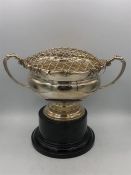 A hallmarked silver rose bowl on stand