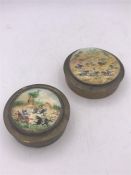 A Pair of enamel topped pill boxes