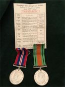 Medal Group for Mrs G Strong Defence Medal and War Medal Boxed RAF