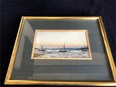 An Original Pastel Painting by Margaret Glass 1977 'Barges Pin Mill'