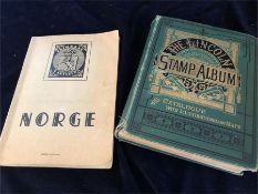 Two stamp albums with Norwegian and British stamps.