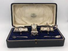 A cased cruet silver cruet set for James Hardy Ltd, hallmarked Birmingham.