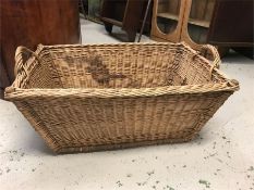 A wicker log basket