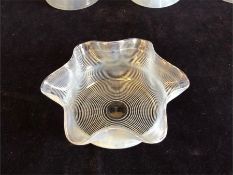 A Set of Eight finger bowls machine trailed with Opalescent glass probably James Powell