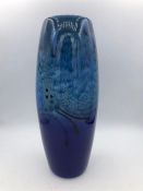 A Staffordshire pottery vase , blue grounds, by Alan Clarke 25cm