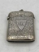 A silver, hallmarked, vesta case.