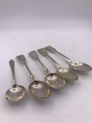 Five assorted silver teaspoons