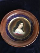 Royal Vienna framed plate with hand painted a picture of a lady.
