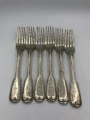 A set of six large forks dated 1834 by Mary Chawner