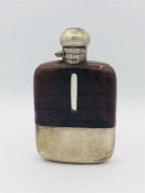 A Gentleman's hip flask in silver and crocodile by G & JW Hawksley