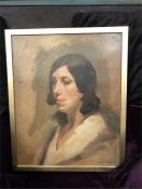 A Portrait of a lady, original oil on canvas by Harry Young, Slade school with Bloomsbury