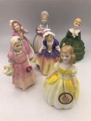 Six Royal Doulton Figures The Rag Doll, Tinkle Bell, Penny, Dinky Do, Babie, and Belle.