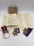 Medal Group for Pte K I Morgan to include 1939-45 Star, France and Germany Star and War Medal.