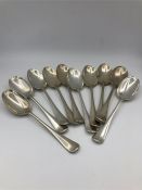A set of ten spoons by WH & Sons Ltd (505g)